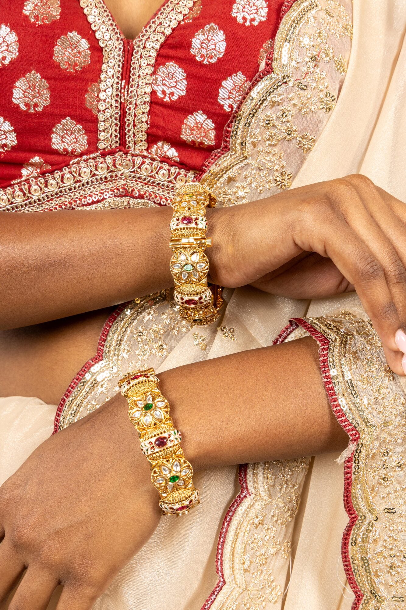 Divya Kundan Meenakari Gold Bangles