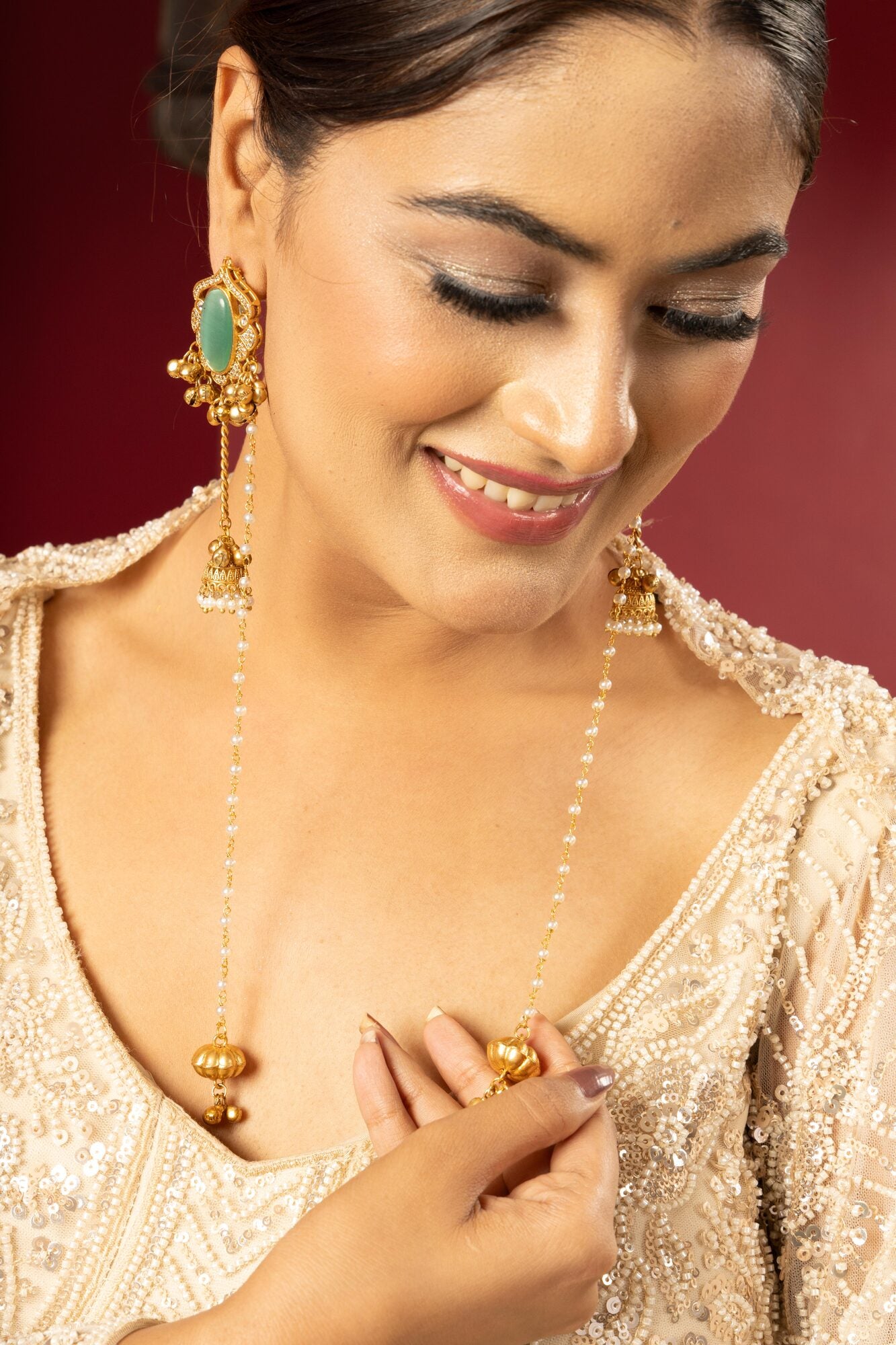 Aqua Gem Kashmiri Jhumka