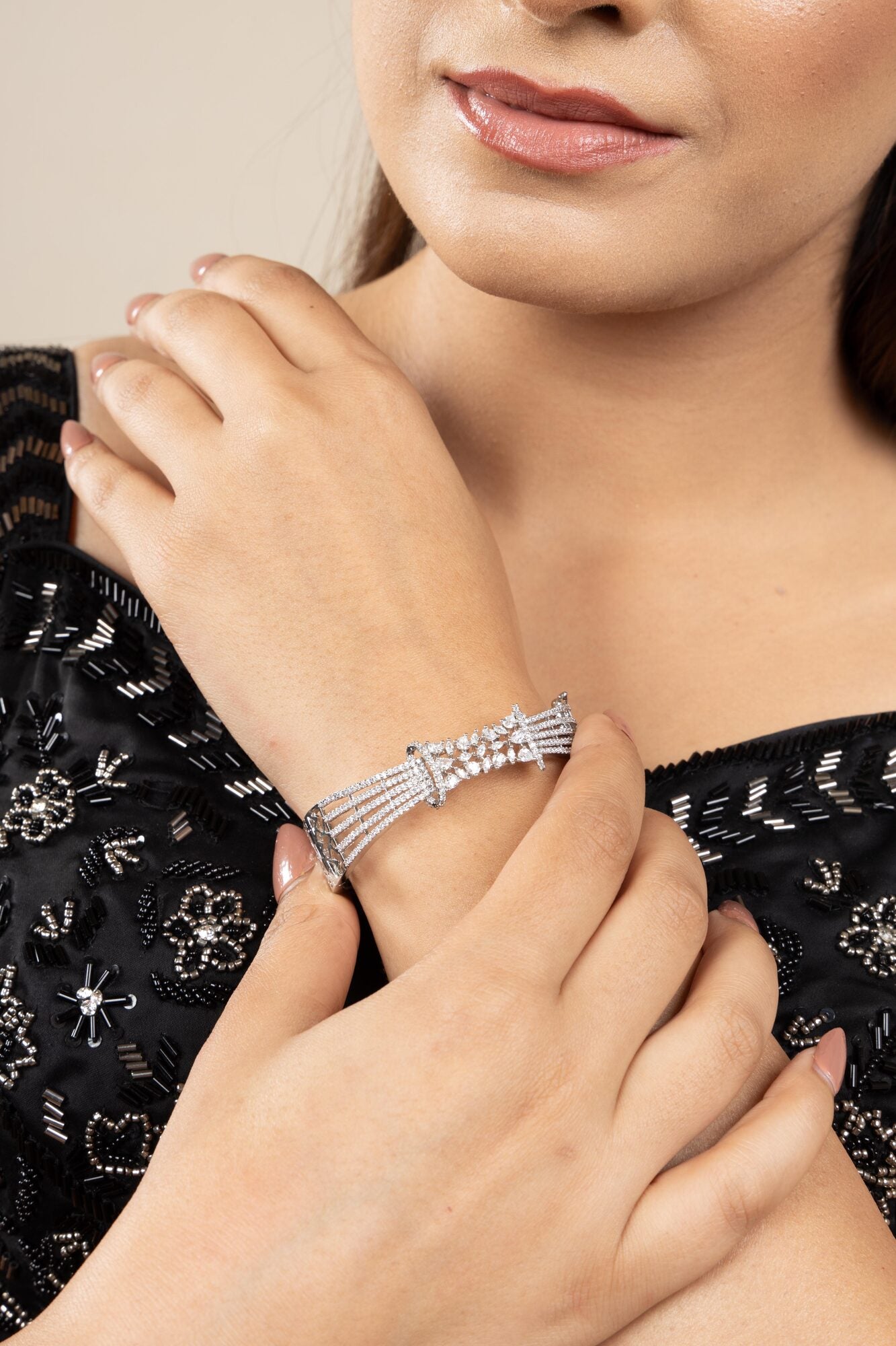 Aura Starlight Diamond silver Bangle Style Bracelet