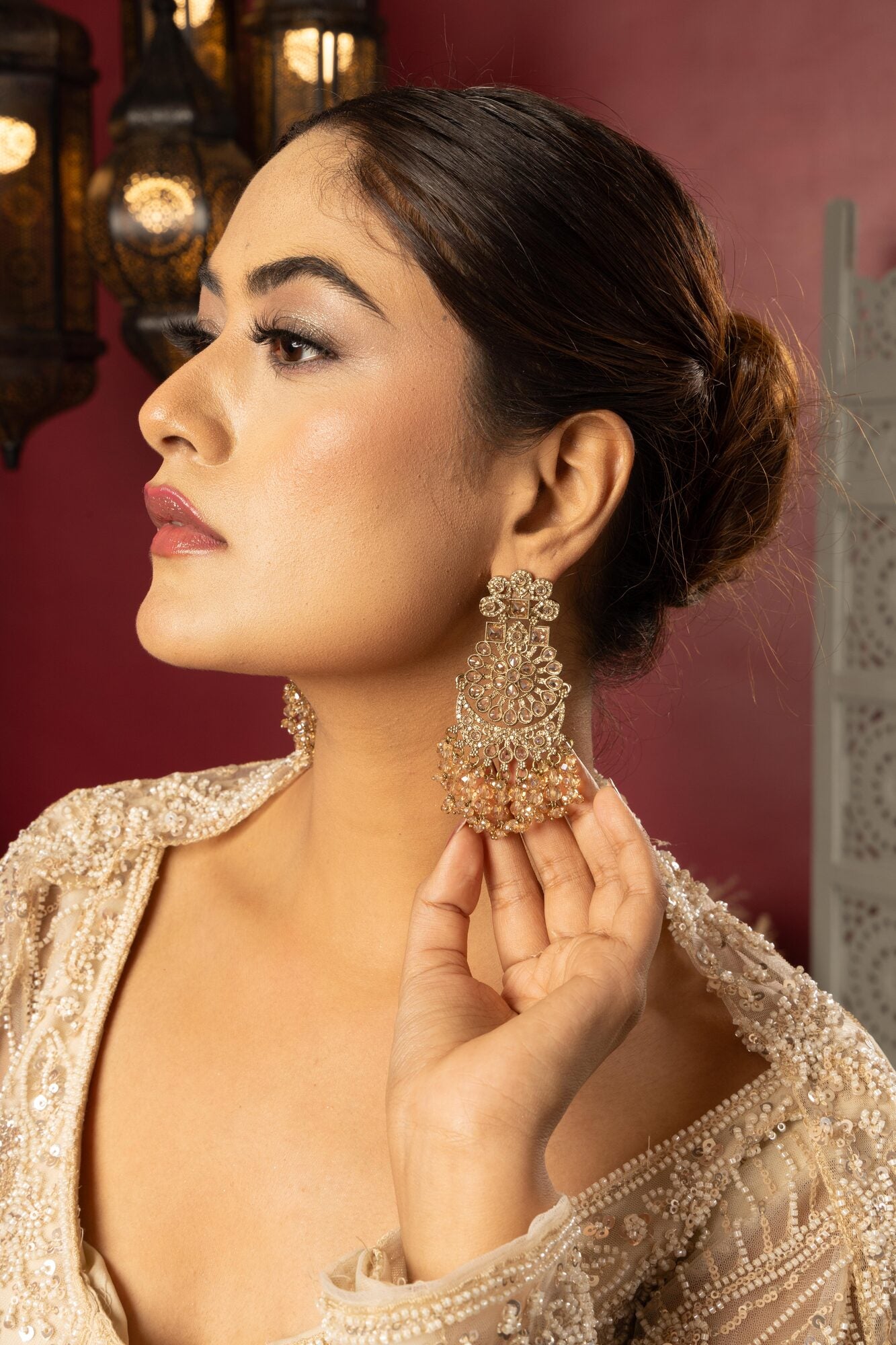 Imperial Diamond Pearl Bridal Jhumkas