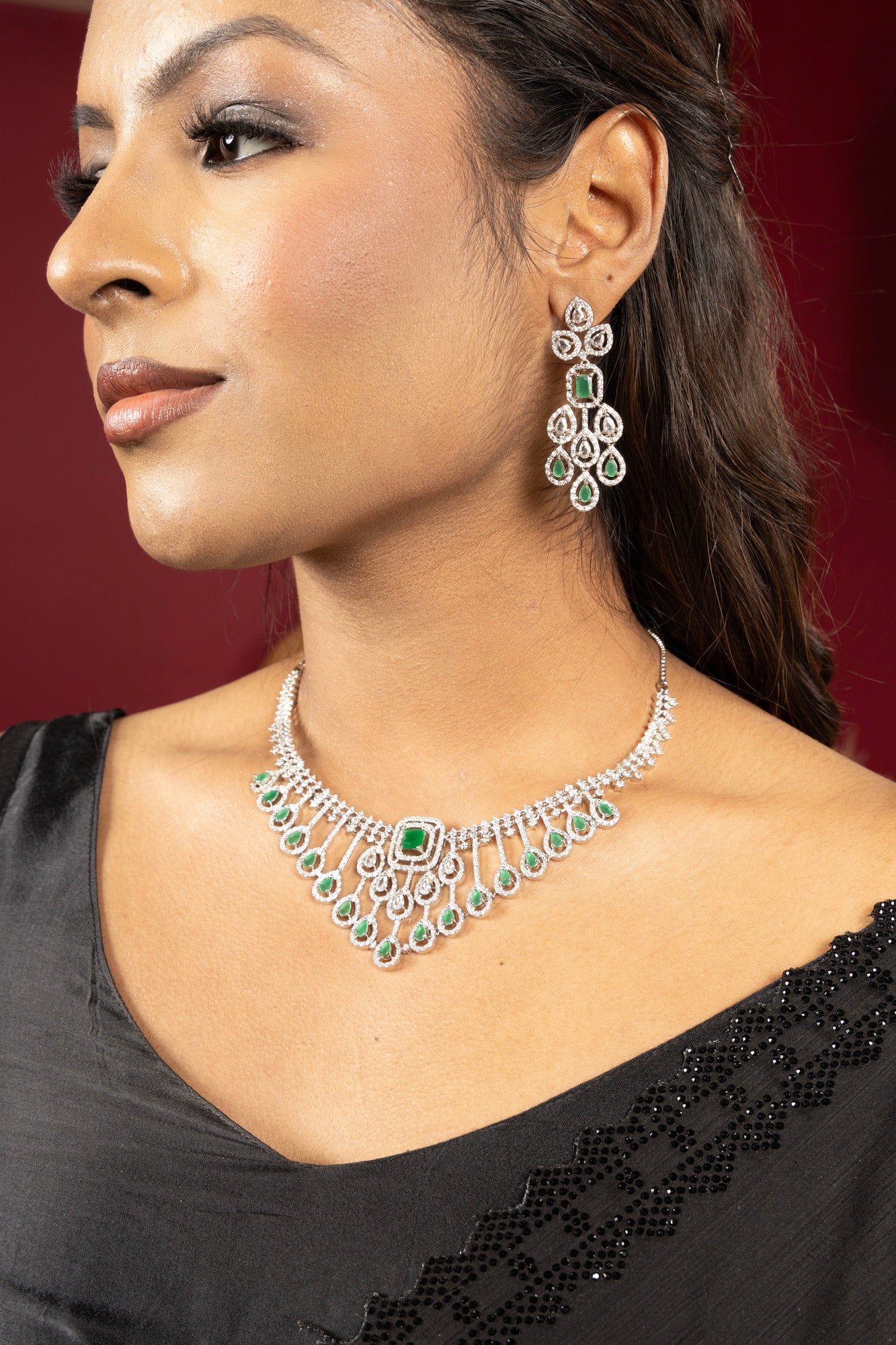 Verdant Emerald Diamond silver Cascade