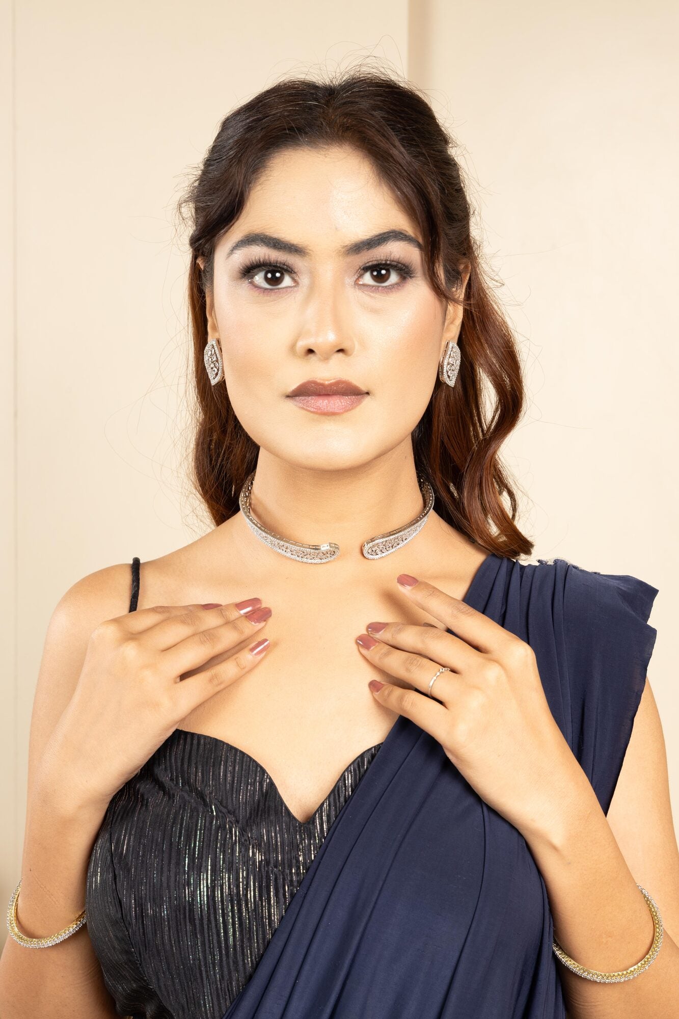 Glitz silver Elegance Diamond Choker set