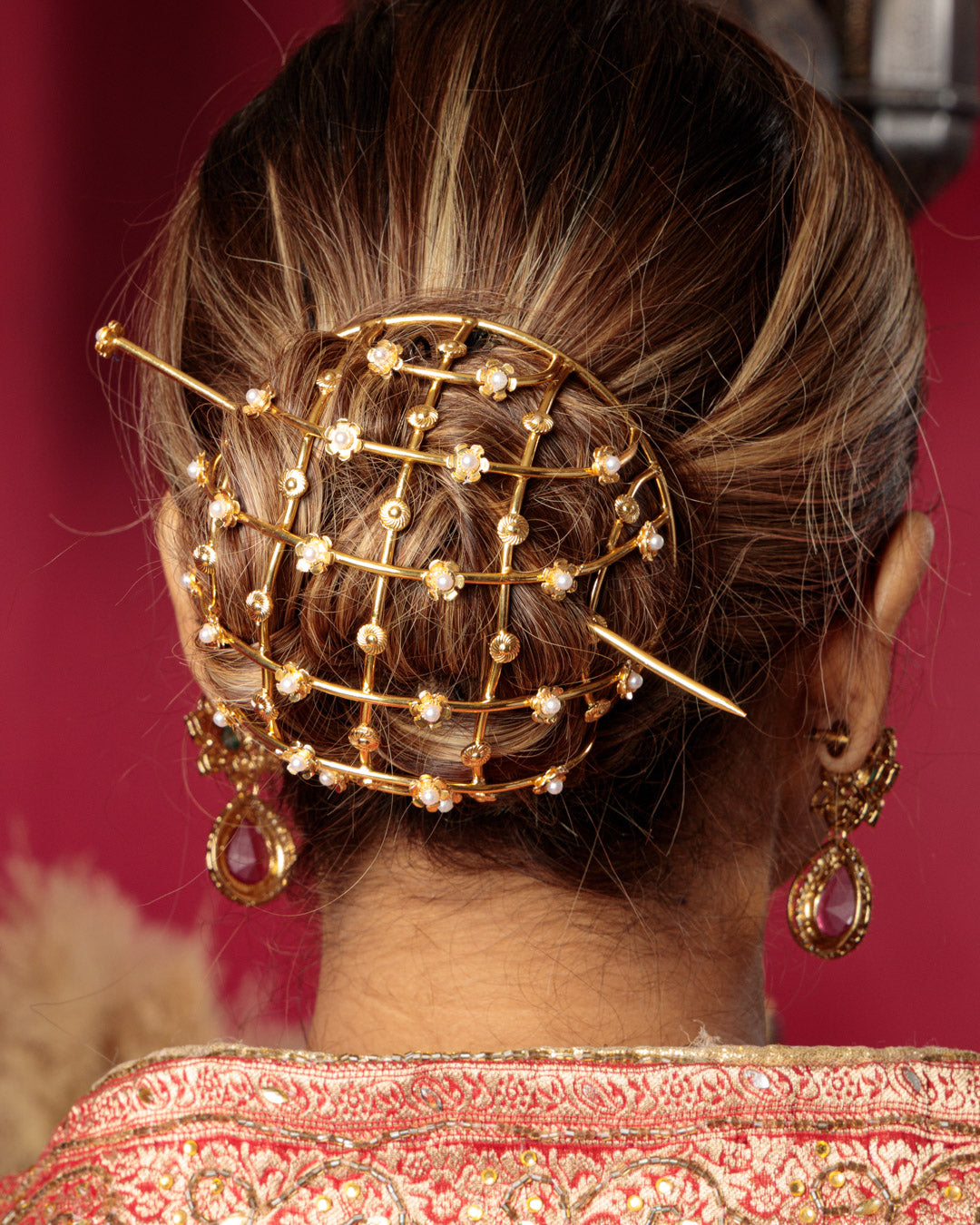 The Chandni Floral Golden Hair Crown