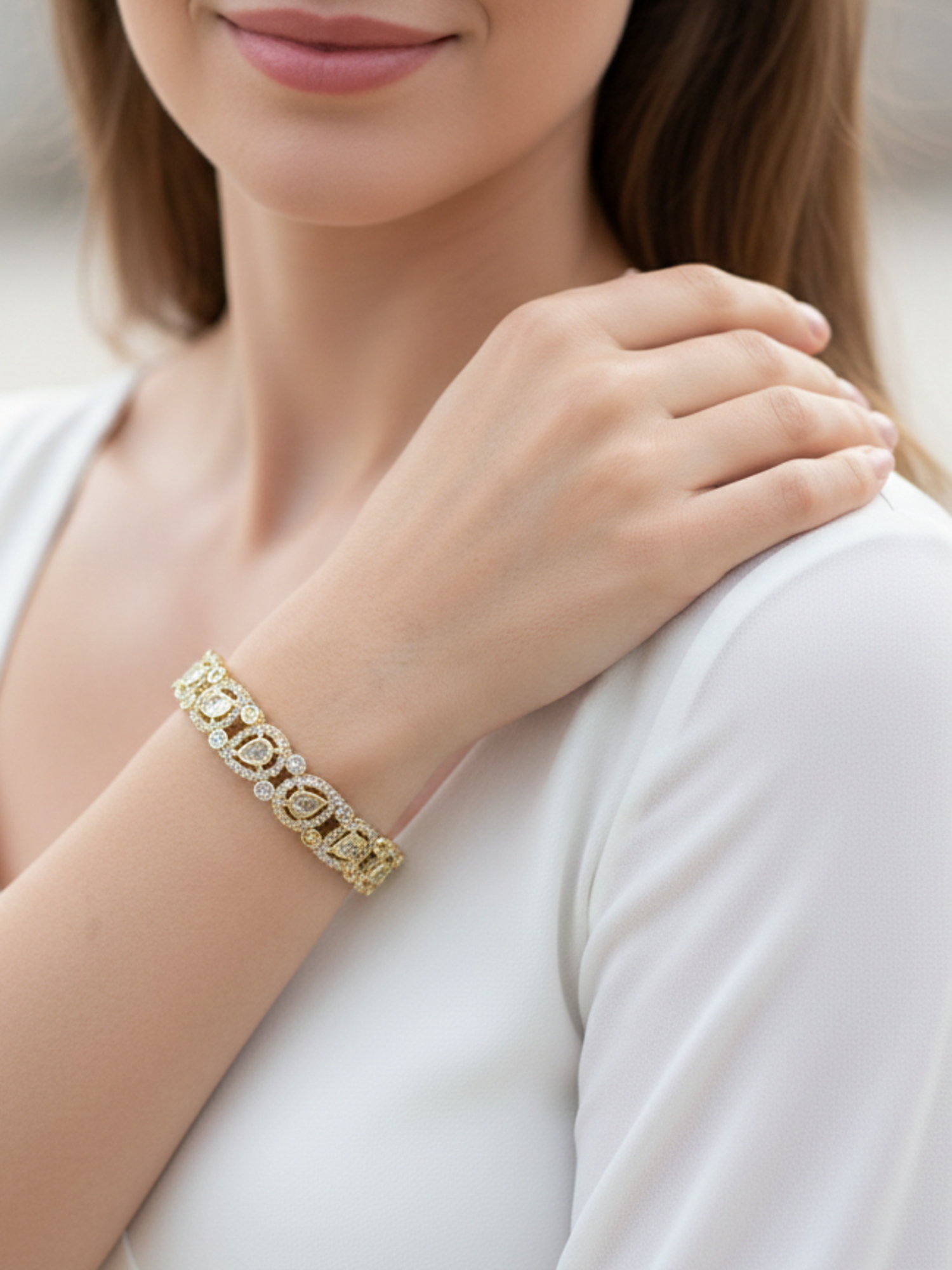 Aishani Golden Zirconia Glam Band