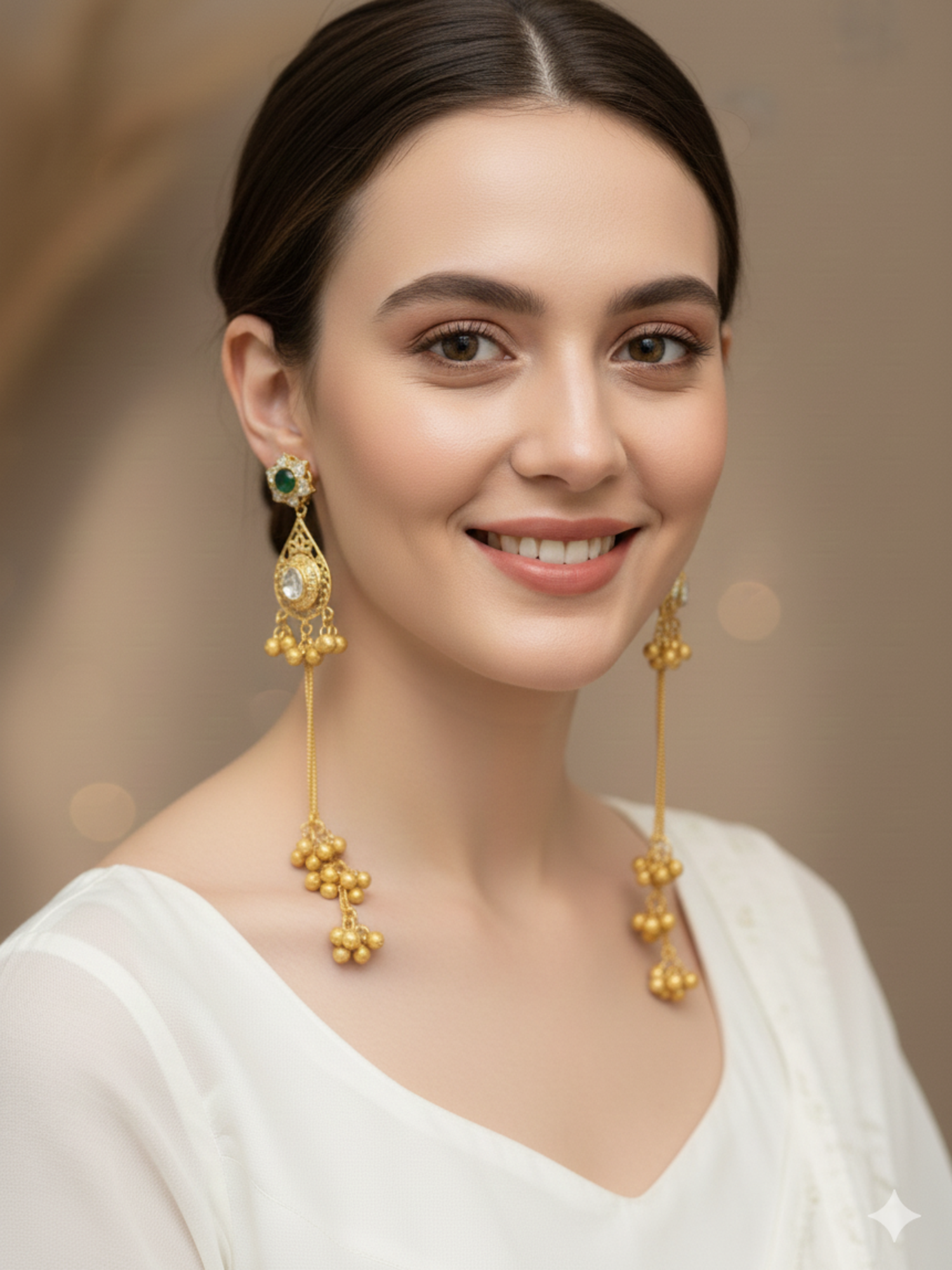 Emerald Gold Teardrop Jhumka