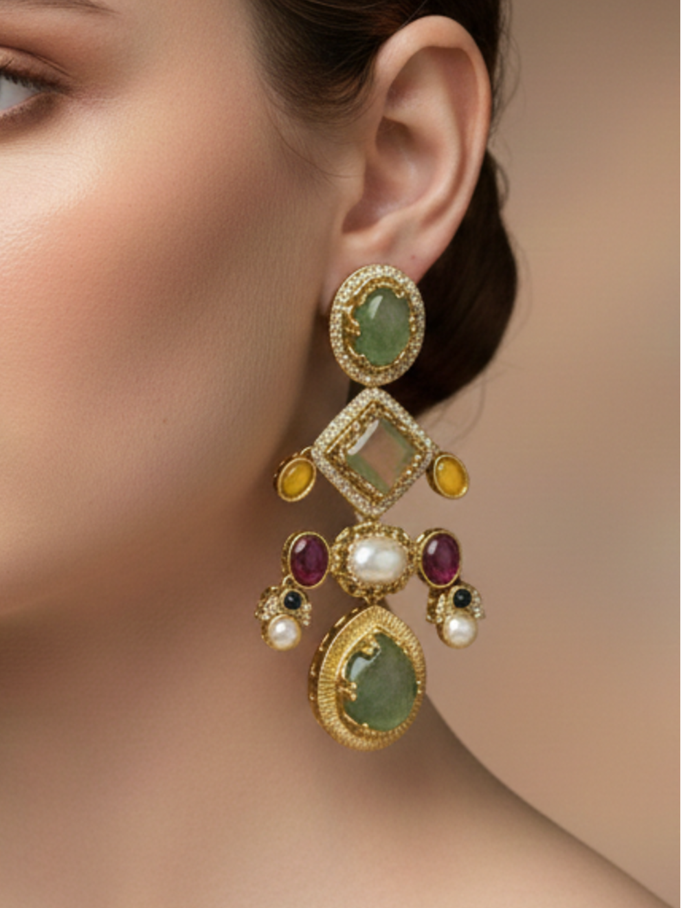 Verdant Multicoloured Heritage Jhumkas