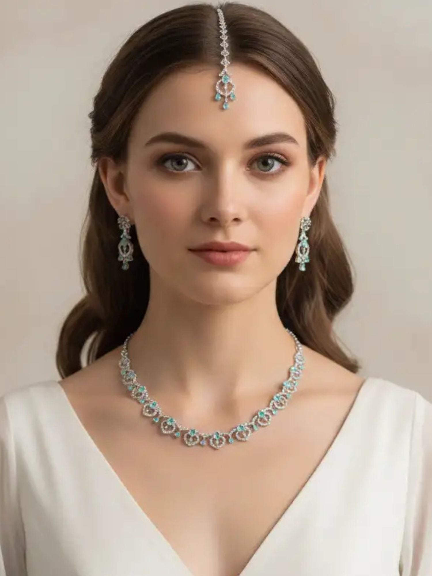 Akshaya Mint Green Diamond Ensemble